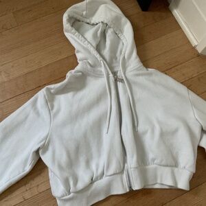 Divided white cropped women’s zip up hoodie